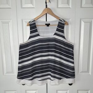 Nue Options Woman 1X Striped Sleeveless Women's Top Layered Hem NWOT Plus Size